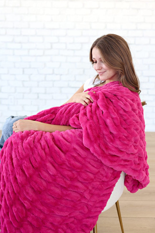 Luxury Minky Blanket JulesRoche Plush Comfort Hugs Fuchsia