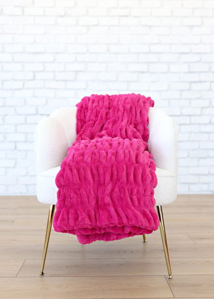 Luxury Minky Blanket JulesRoche Plush Comfort Hugs Fuchsia