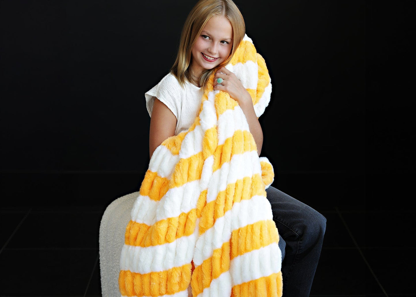 Travel Blanket JulesRoche Cozy Orange White Stripes