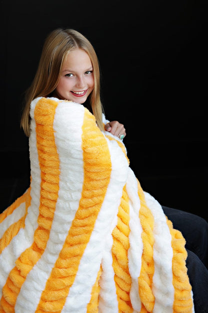 Travel Blanket JulesRoche Cozy Orange White Stripes