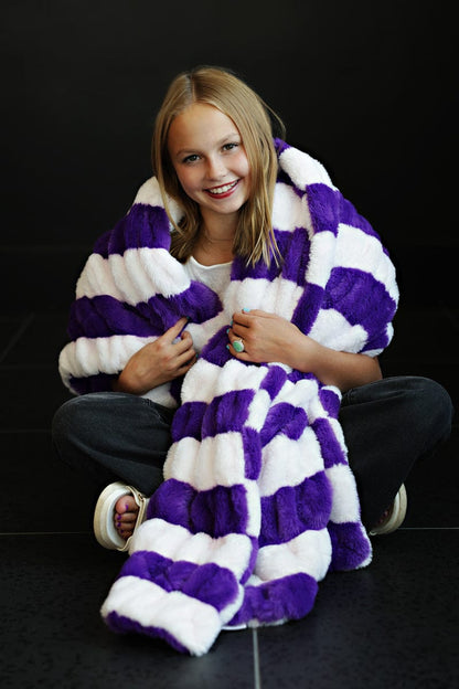 Cozy Blanket JulesRoche Playful Striped Design Hugs Grape