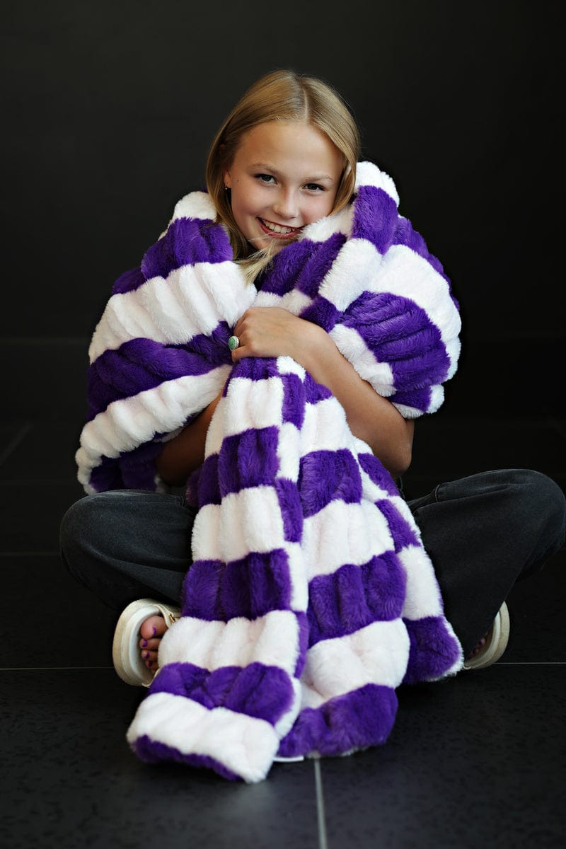 Cozy Blanket JulesRoche Playful Striped Design Hugs Grape