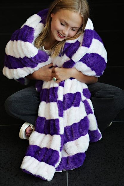 Cozy Blanket JulesRoche Playful Striped Design Hugs Grape