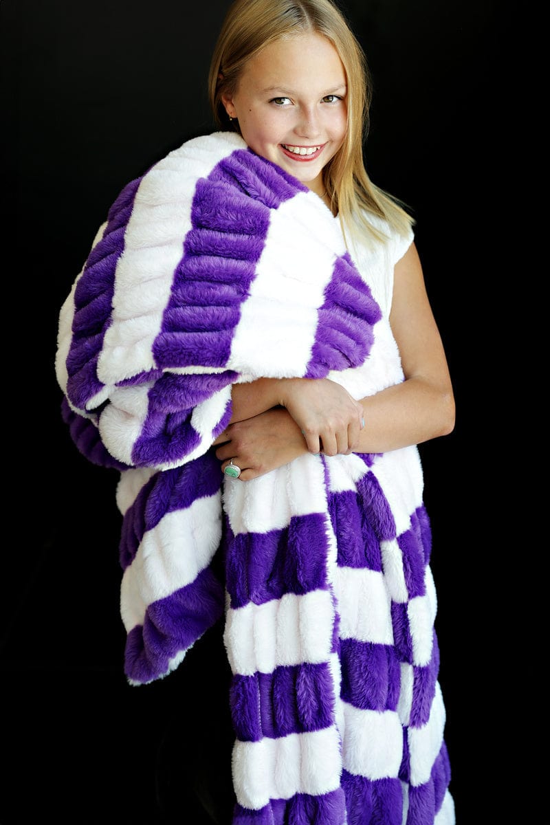 Cozy Blanket JulesRoche Playful Striped Design Hugs Grape