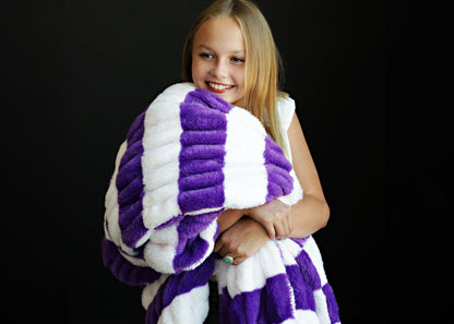 Cozy Blanket JulesRoche Playful Striped Design Hugs Grape