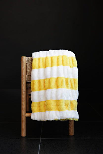 Cozy Blanket JulesRoche Soft Yellow Striped Minky Model