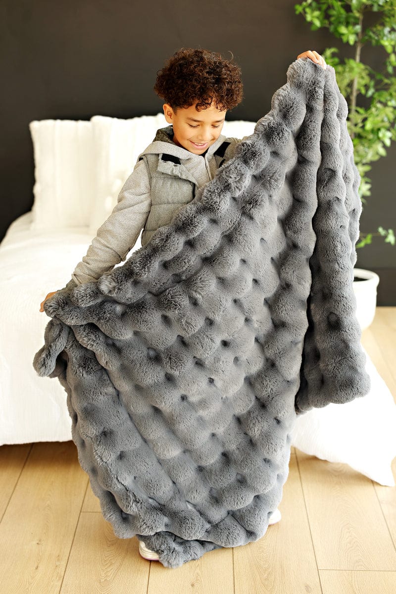 Gray Throw Blanket JulesRoche Ultra-Plush Warm Fleece Castlerock