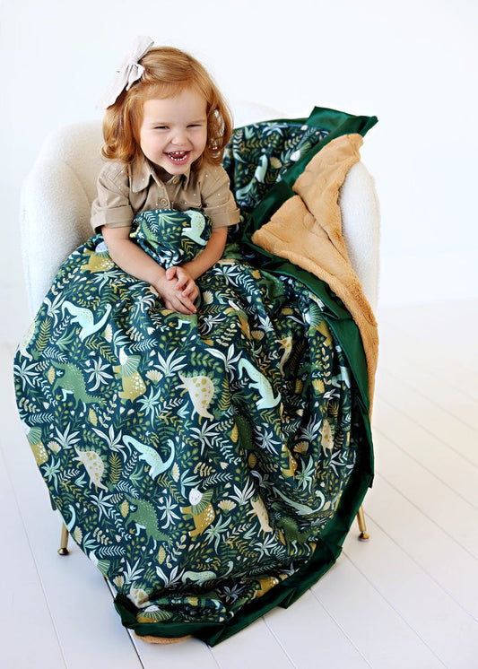 Kids Dinosaur Blanket JulesRoche Soft Minky Velvet Little Dino