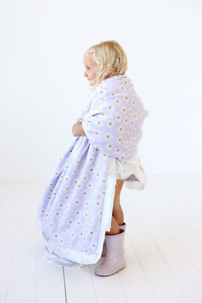 Minky Blanket JulesRoche Lavender Daisy Cozy Soft Plush