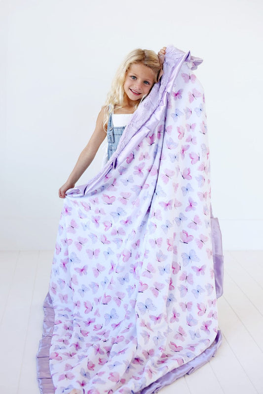 Minky Blanket JulesRoche Pastel Butterfly Plush Ruffle