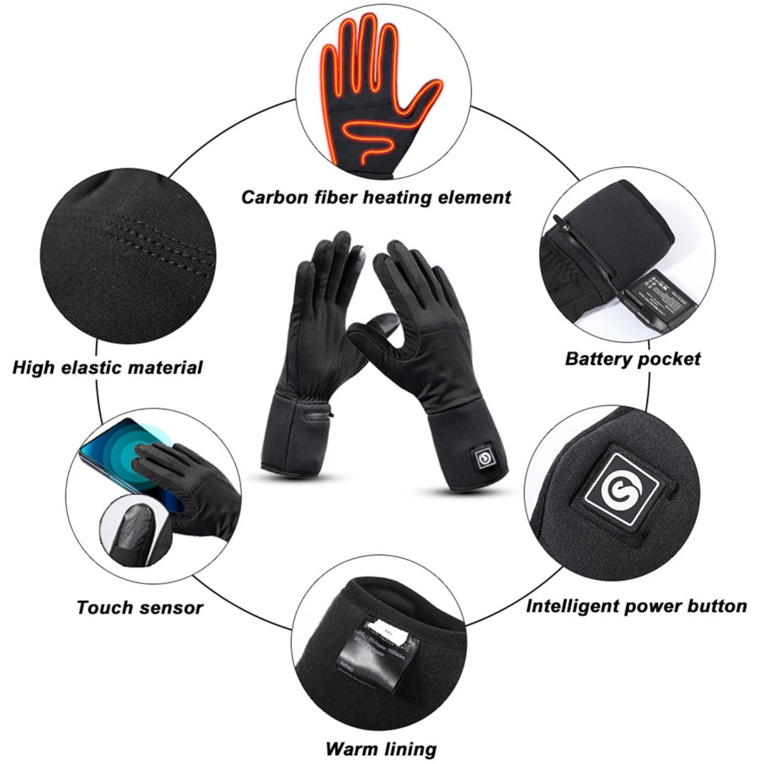 Heated Gloves - Touch Screen & Thermal Design for Winter Sports Julesroches