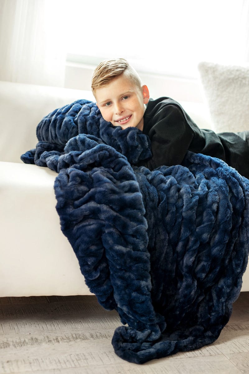 Minky Blanket JulesRoche Soft Navy Hugs - Various Sizes