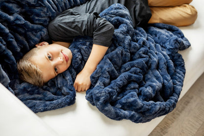 Minky Blanket JulesRoche Soft Navy Hugs - Various Sizes