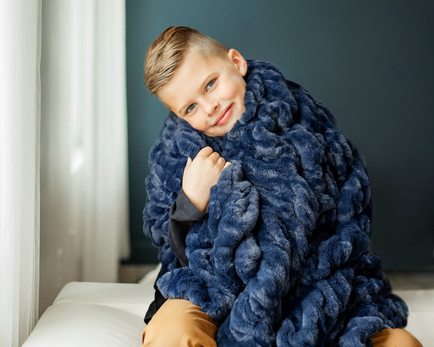 Minky Blanket JulesRoche Soft Navy Hugs - Various Sizes