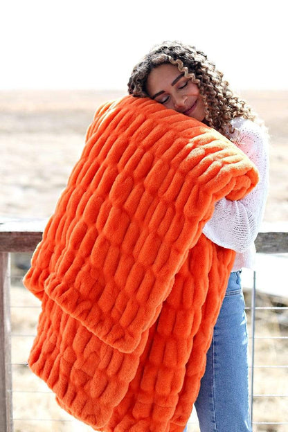 Fluffy Orange Blanket JulesRoche No Ruffle Plush Fabric