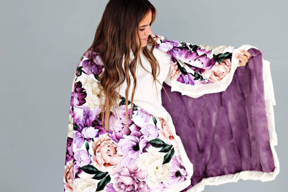 Floral Throw JulesRoche Plum Heather Minky Blanket