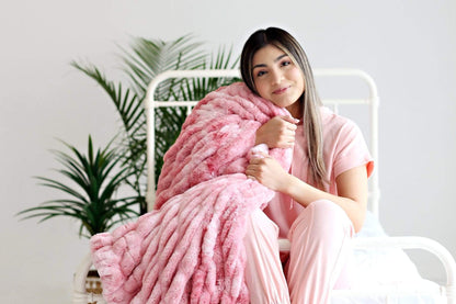 Fluffy Blanket JulesRoche Hugs Cotton Candy Pink Tie Dye