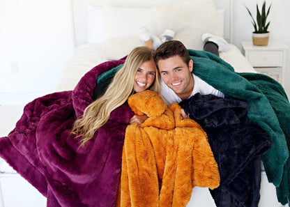 Fluffy Throw JulesRoche Cozy Golden Feathery Texture Blanket