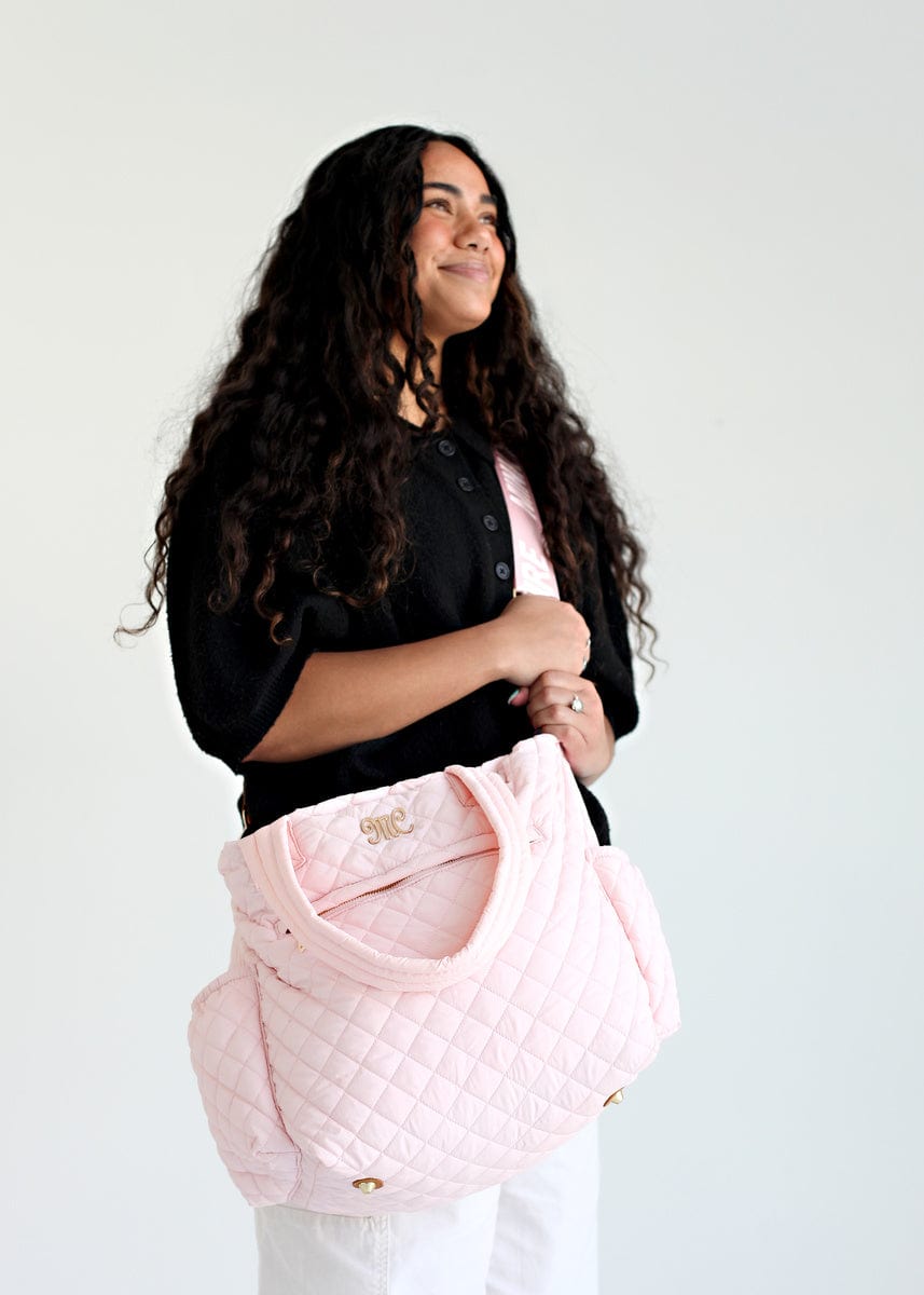 Pink Quilted Tote Bag JulesRoche Versatile Machine Washable Model