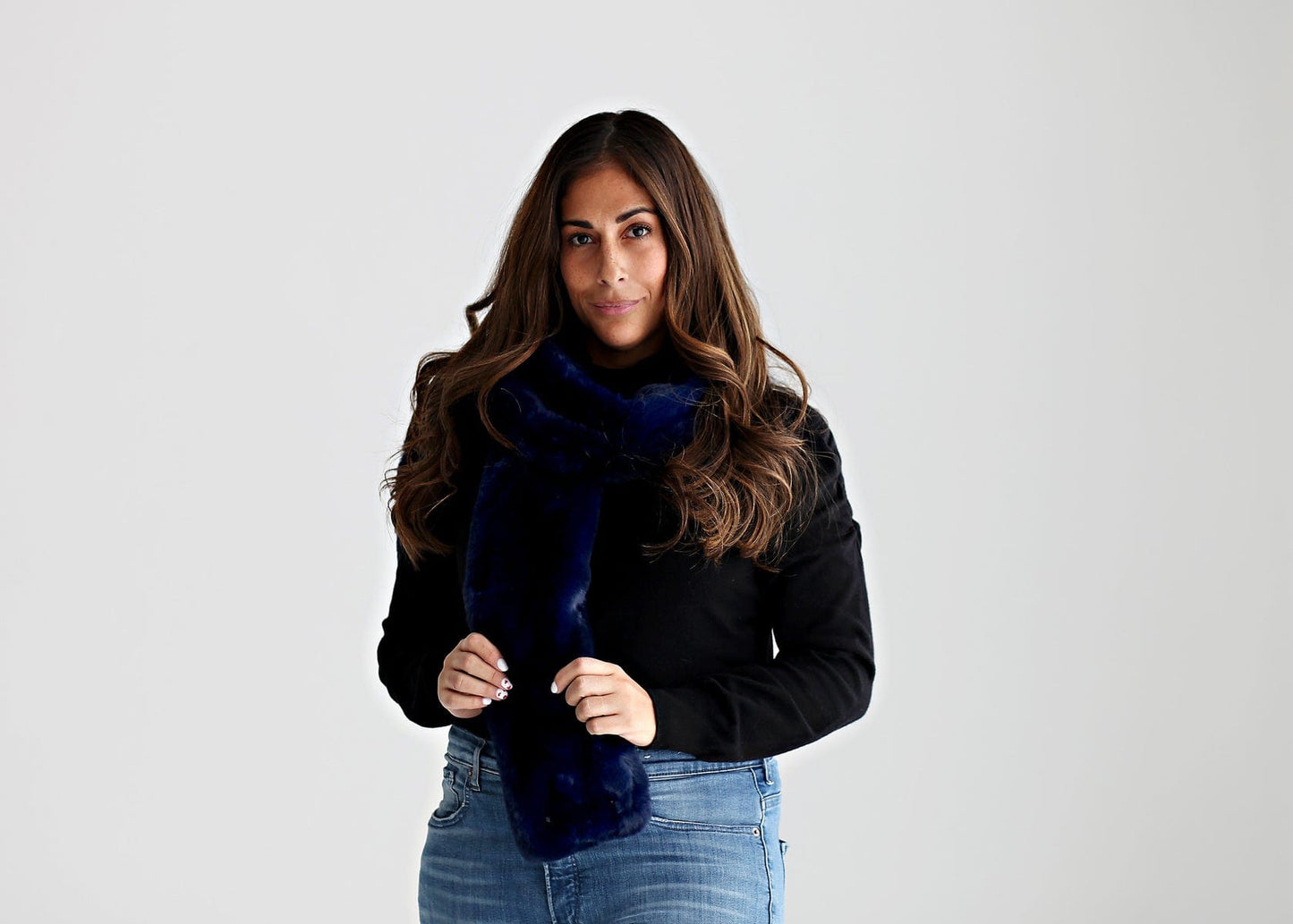 Luxury Scarf JulesRoche Navy Blue Infinity Winter Essential