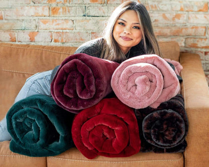 Cozy Blanket JulesRoche Ultra Plush | Lush Wine Minky