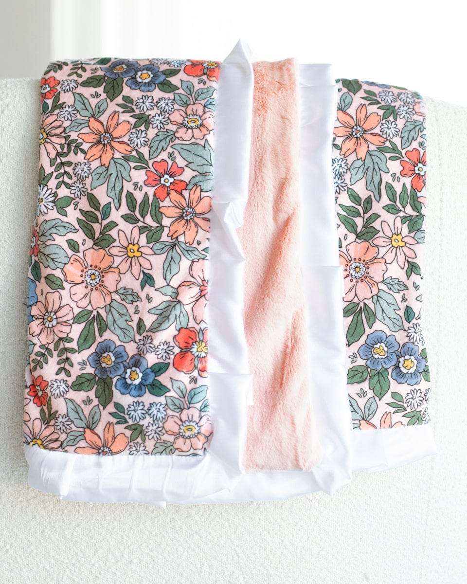 Plush Minky Blanket JulesRoche Floral Peach Garden Design