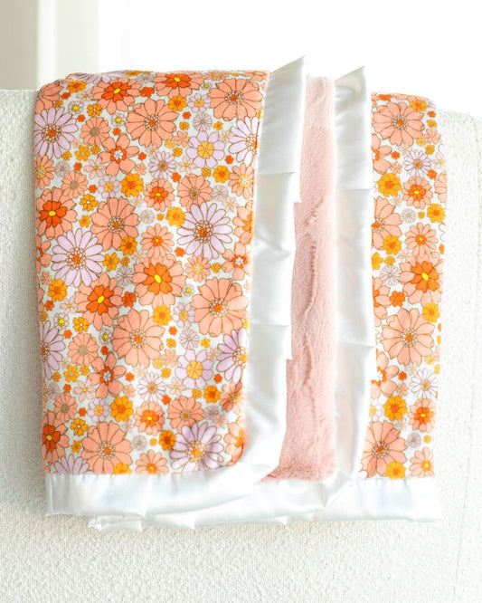 Minky Blanket JulesRoche Bohemian Flowers Plush Design