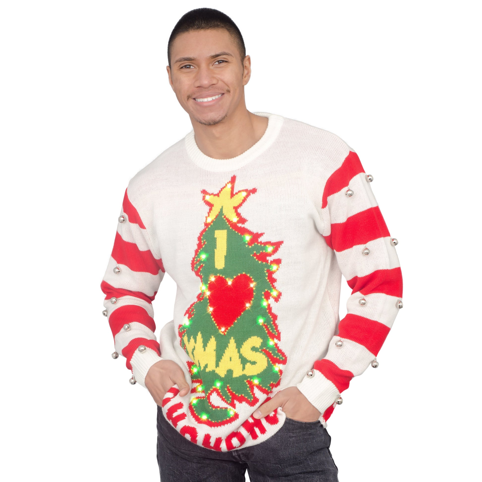 Light-Up Ugly Christmas Sweater JulesRoche Funny Pullover Men Women Julesroches