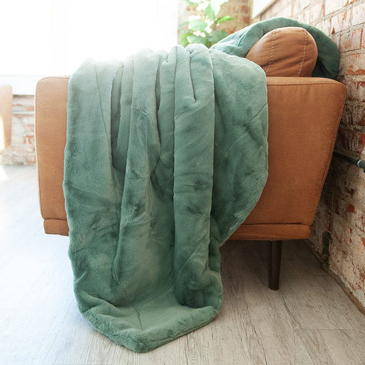 Cozy Blanket by JulesRoche - Misty Green Plush Fabric, Multiple Sizes