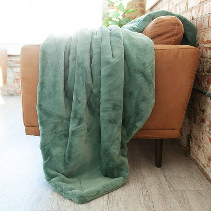 Misty Green Fleece Throw Blanket JulesRoche Reversible Plush