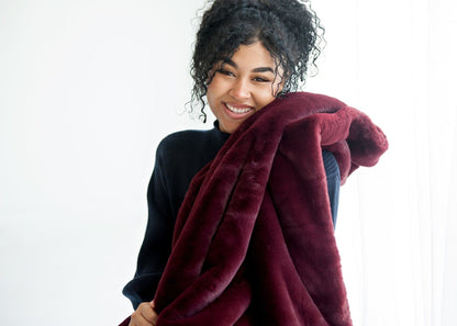 Cozy Blanket JulesRoche Ultra Plush | Lush Wine Minky