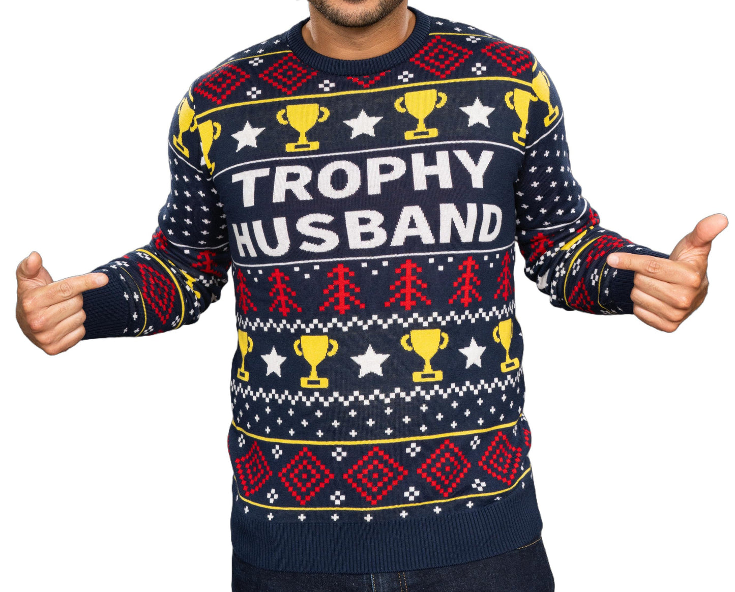 Men's JulesRoche Trophy Husband Funny Ugly Christmas Sweater Julesroches