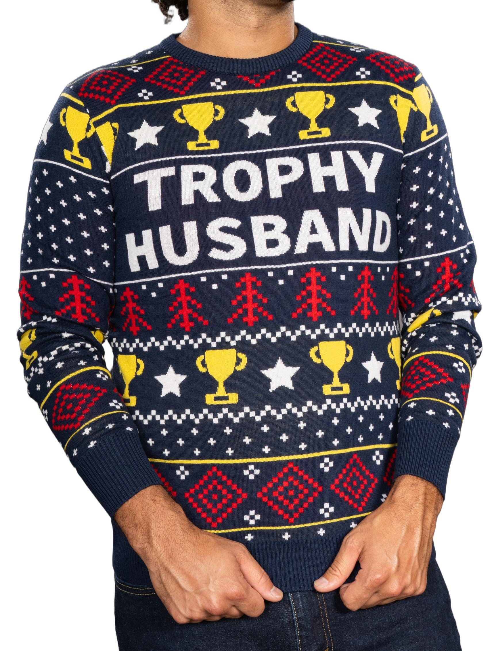 Men's JulesRoche Trophy Husband Funny Ugly Christmas Sweater Julesroches