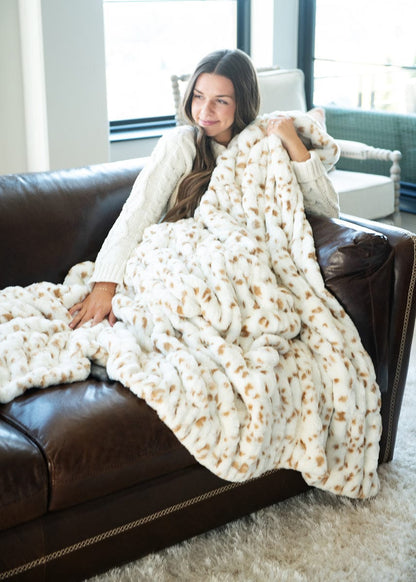 Minky Blanket JulesRoche Softness Cream Tan Spots