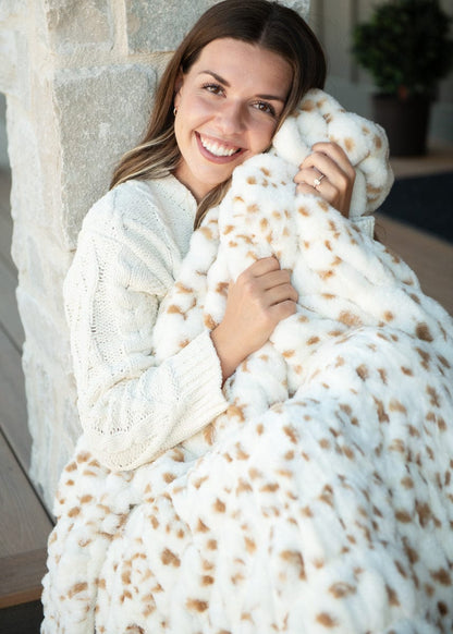 Minky Blanket JulesRoche Softness Cream Tan Spots