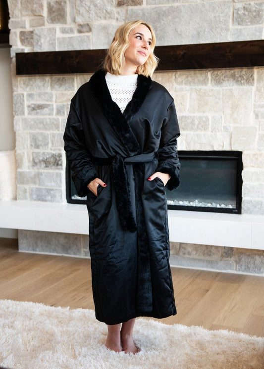 Black Luxury Robe JulesRoche Plush Lining Unisex