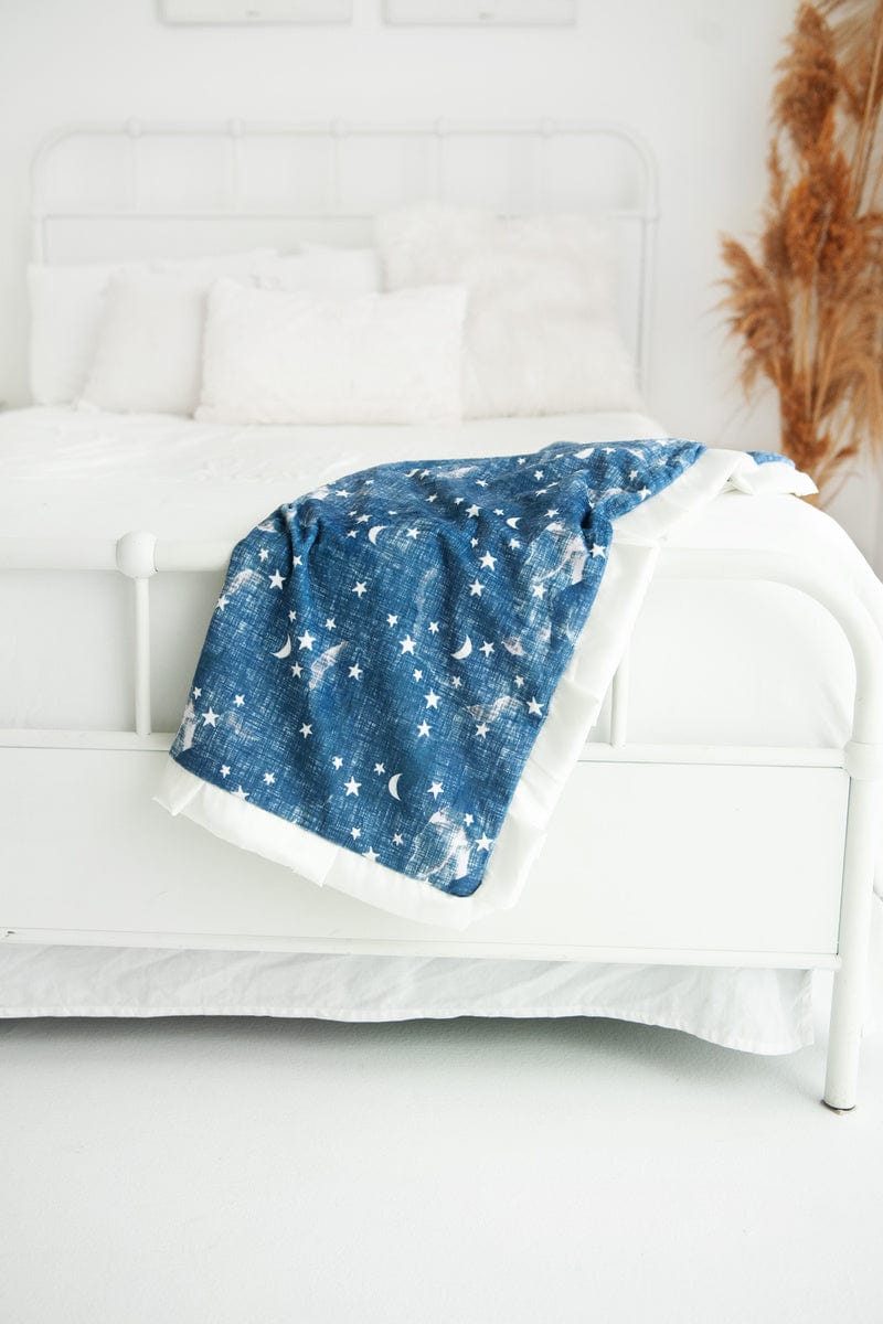 Minky Blanket JulesRoche Navy Stars and Moons Toddler Comfort