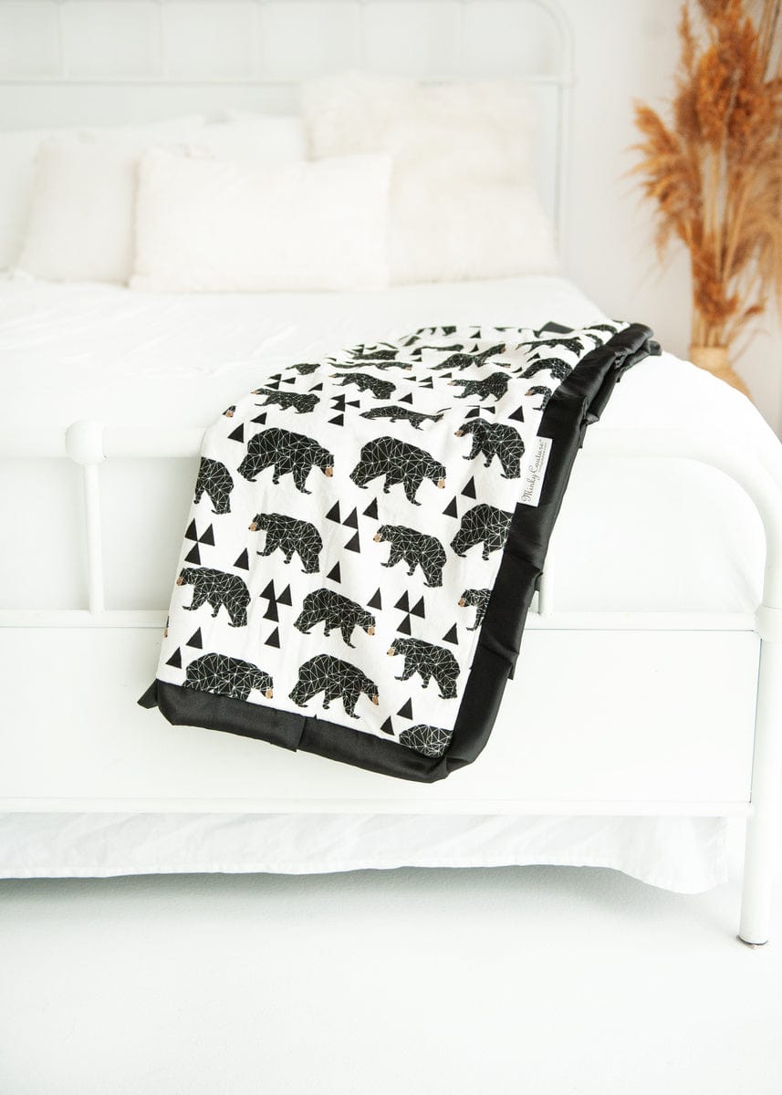 Minky Blanket JulesRoche Geometric Bears Mid-weight Black Plush