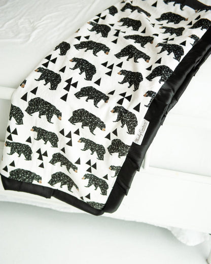 Minky Blanket JulesRoche Geometric Bears Mid-weight Black Plush