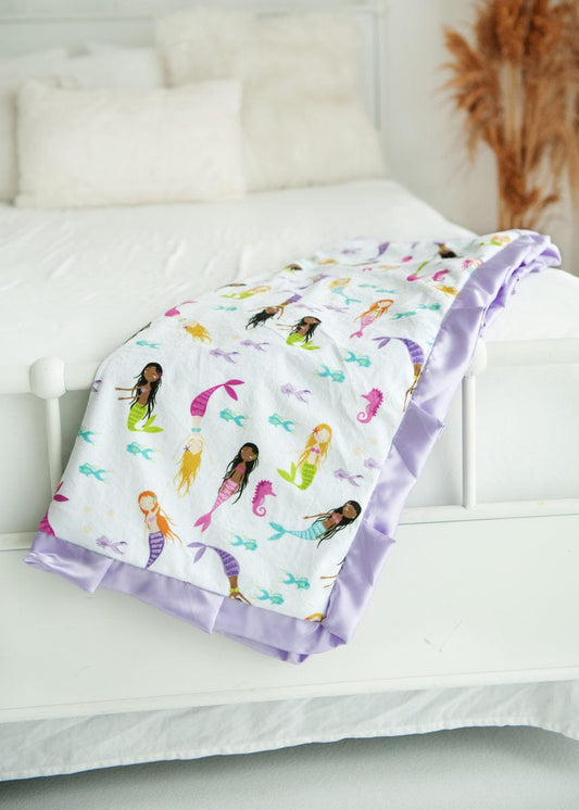 Mermaid Blanket JulesRoche Silky Minky Lilac Ruffle