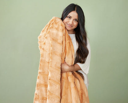 Luxury JulesRoche Minky Blanket Sorbet Style Camel Color