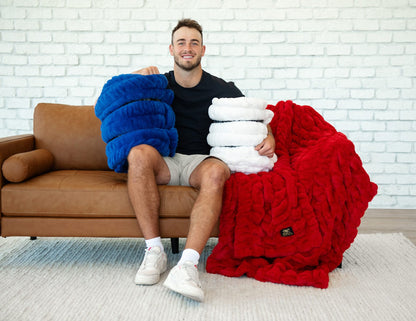 Football Blanket JulesRoche Stretchy Red Cozy Collection