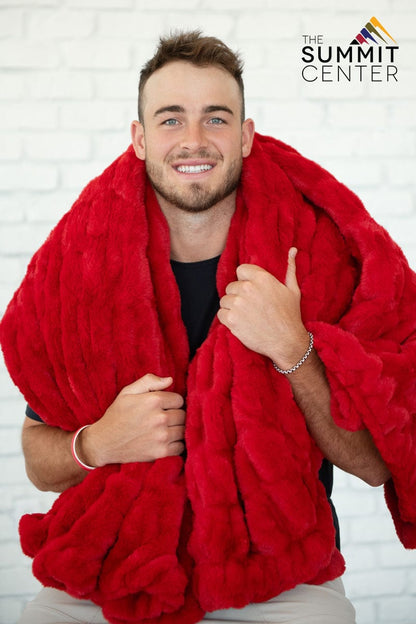 Football Blanket JulesRoche Stretchy Red Cozy Collection