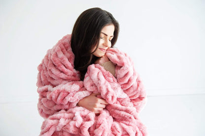 Fluffy Blanket JulesRoche Hugs Cotton Candy Pink Tie Dye