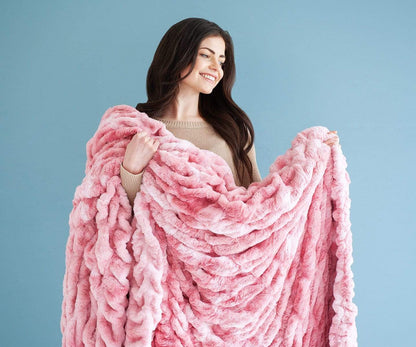 Fluffy Blanket JulesRoche Hugs Cotton Candy Pink Tie Dye