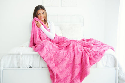 Minky Blanket JulesRoche Silky Touch Travel Blanket Sorbet Paradise Pink