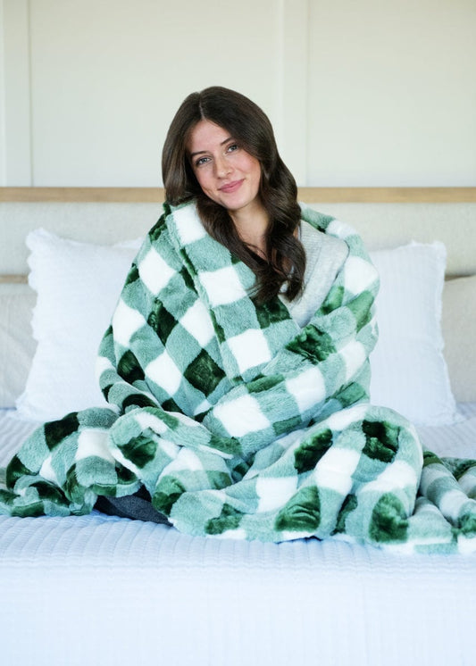 Green Blanket JulesRoche Soft Checked Plush Comfort