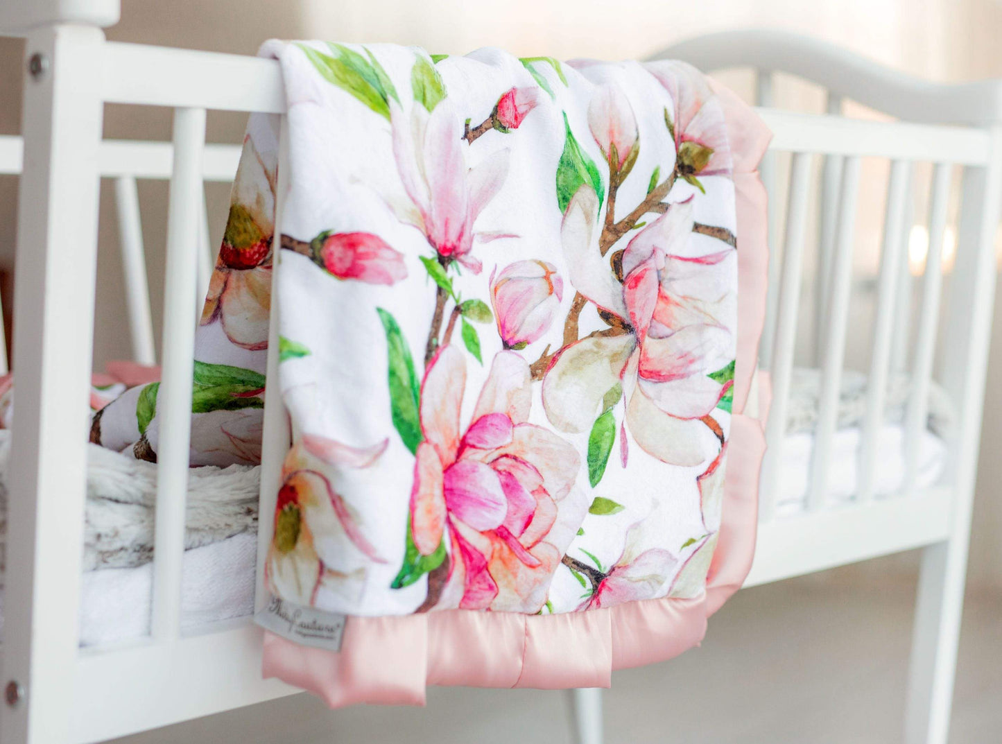 Minky Blanket JulesRoche Floral Throw Silky Soft Pink Aspirations