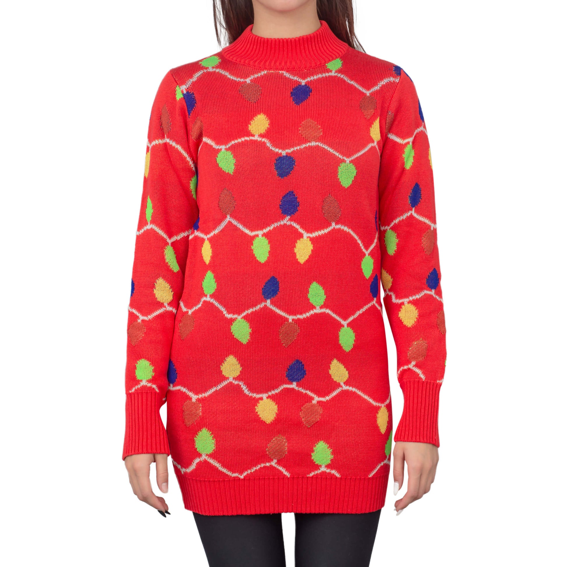 String Lights Women's Ugly Christmas Sweater Dress JulesRoche Vintage Retro Design Julesroches