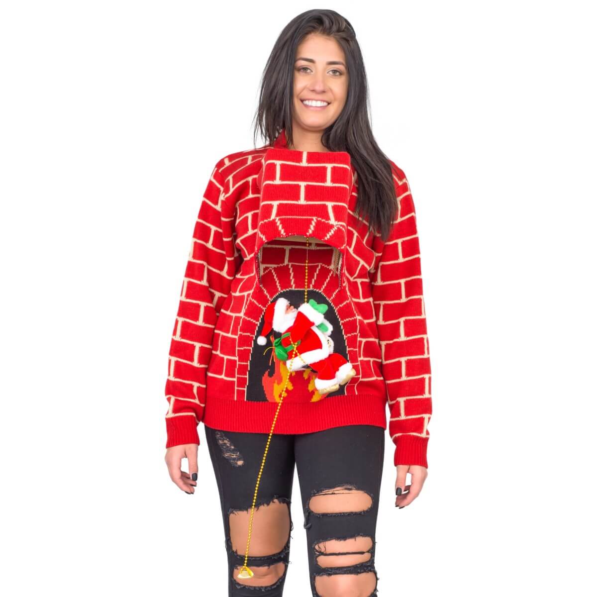 Ugly Christmas Sweater - 3D Santa Climbing Design for Festive Fun Julesroches